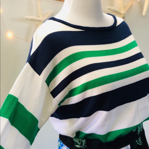 Preppy Multi Striped Sweater Green + Blue XL - Picture 3 of 4